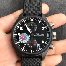 IWC Pilot Chrono TopGun 44mm IW389001 Black Dial Black Leather Strap ZF A7750