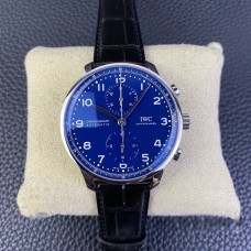 IWC Portugieser Chrono 41mm 150 Years Blue Dial Black Leather Strap ZF A7750