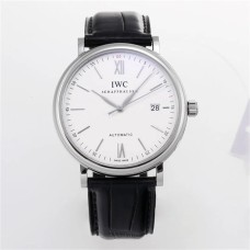 IWC Portofino 40mm IW356501 White Dial Black Leather Strap V7F A2892