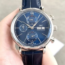 IWC Portofino Chrono 42mm IW391019 Blue Dial Black Leather Strap TWF A7750