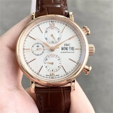 IWC Portofino Chrono 42mm IW391025 RG White Dial Brown Leather Strap TWF A7750