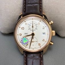 IWC Da Vinci Chrono 42mm RG White Dial Brown Leather Strap ZF A7750