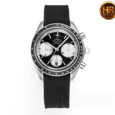 Speedmaster 40mm Racing Master Black/White Dial Black Rubber Strap HRF A7750