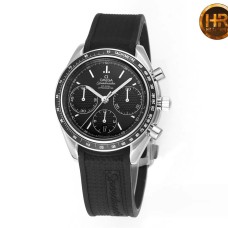 Speedmaster 40mm Racing Master Black Dial Black Rubber Strap HRF A7750