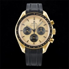 Speedmaster 42mm Moonwatch Professional Moonshine YG/Black Dial Black Rubber Strap RMF A7750