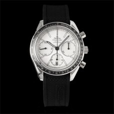 Speedmaster 40mm Racing Master White Dial Black Rubber Strap HRF A7750