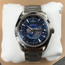 Seamaster 43mm AQUA TERRA 150M Worldtimer Blue Dial SS Bracelet VSF A8938