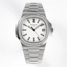 Nautilus 5711 40mm Diamond Bezel White Dial SS Bracelet PPF A330SC