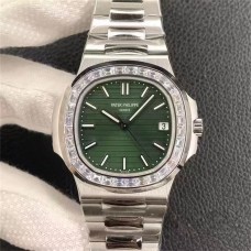 Nautilus 5711 40mm Diamond Bezel Green Dial SS Bracelet 3KF A324SC