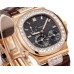 Nautilus 5724 40mm Diamond Bezel RG Grey Dial Brown Leather Strap GRF A240SC