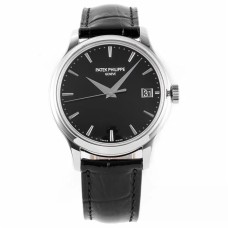 Calatrava 5227 39mm Black Dial Black Leather Strap ZF A324SC