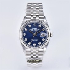 DateJust 36mm Fluted Bezel Blue Dial Diamond Marker Jubilee Bracelet Clean Factory CF VR3235
