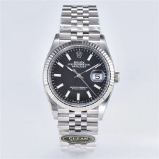 DateJust 36mm Fluted Bezel Black Dial Jubilee Bracelet Clean Factory CF VR3235