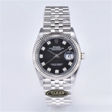 DateJust 36mm Fluted Bezel Black Dial Diamond Marker Jubilee Bracelet Clean Factory CF VR3235