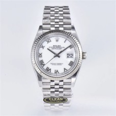 DateJust 36mm Fluted Bezel White Dial Roma Marker Jubilee Bracelet Clean Factory CF VR3235