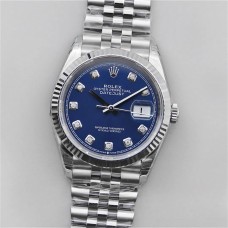 DateJust 36mm Fluted Bezel Blue Dial Diamond Marker Jubilee Bracelet VSF VS3235