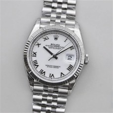 DateJust 36mm Fluted Bezel White Dial Roma Marker Jubilee Bracelet VSF VS3235