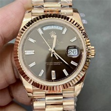 DayDate 40MM RG Brown Dial Diamond Marker RG President Bracelet GMF A2836 Tungsten