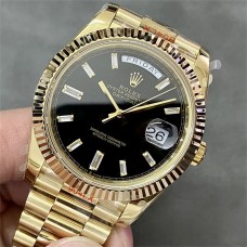 DayDate 40MM YG Black Dial Diamond Marker YG President Bracelet GMF A2836 Tungsten