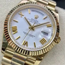 DayDate 40MM YG White Dial Roma Marker YG President Bracelet GMF A2836