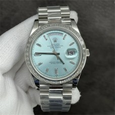 DayDate 40MM Diamond Bezel Ice Blue Dial Diamond Marker President Bracelet GMF A2836