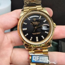 QF Gain WeightA2836 DayDate 40MM Black Dial Diamond Marker President Bracelet