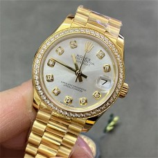 DateJust 31mm Ladies Diamond Bezel YG Silver Dial Diamond Marker Jubilee Bracelet WF A2671