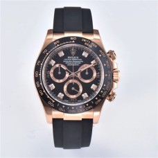 Daytona 116515LN RG Ceramic Bezel Black Dial Diamond Marker Oysterflex Strap Clean Factory CF SA4130