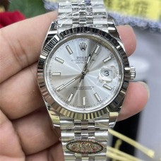 DateJust 41mm 126334 Fluted Bezel Silver Dial Jubilee Bracelet Clean Factory CF VR3235