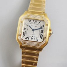 Santos Medium 35mm YG Diamond Bezel White Dial YG Bracelet BVF MY9015
