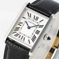 Tank Must 33.7×25.5mm White Dial Black Leather Strap AF Swiss Quartz