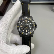 DIW  Submariner 40mm Forged Carbon Yellow Element Black Dial Black Nylon Strap VSF VS3135